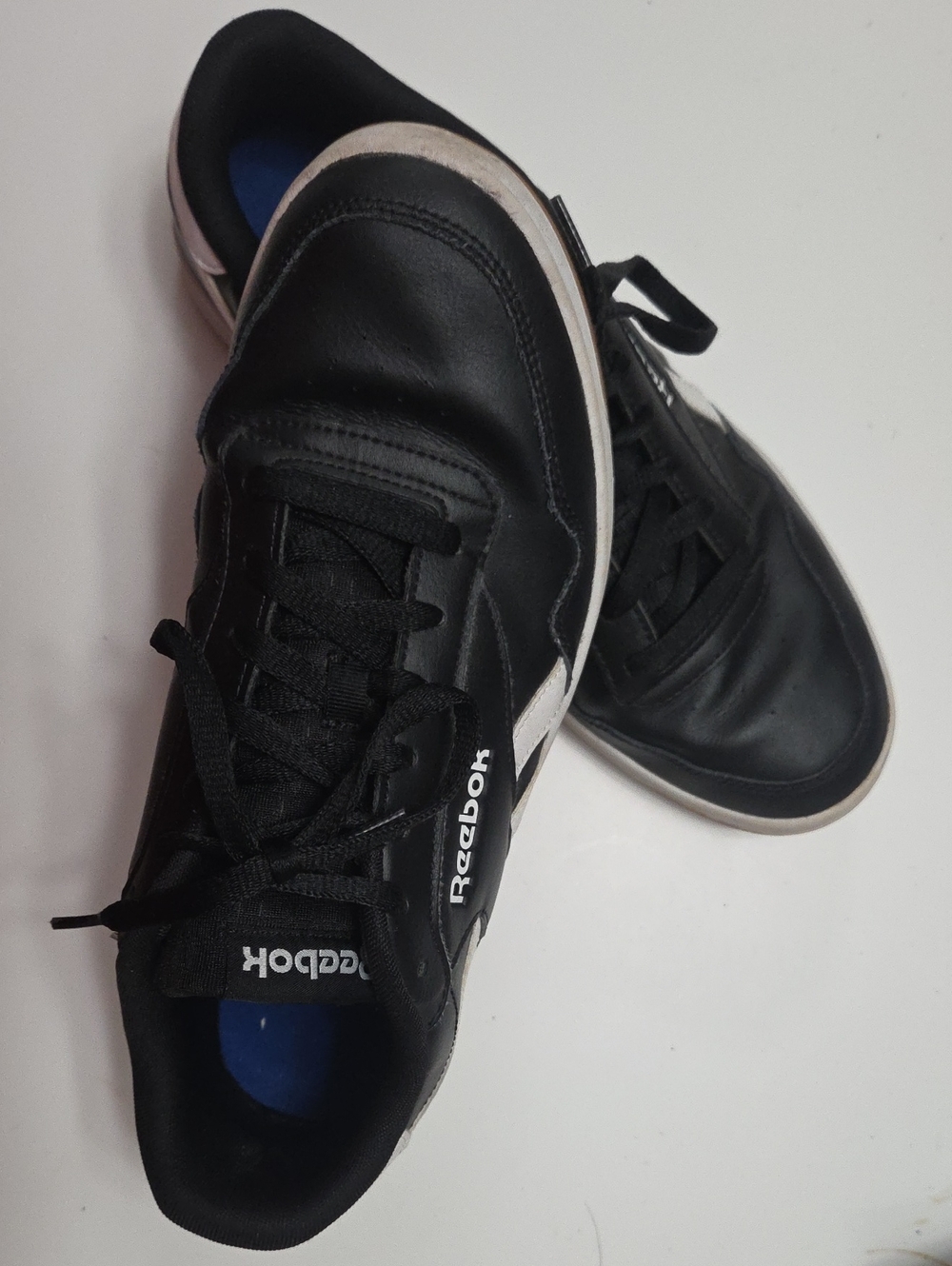 Reebok Men’s Black Sneakers with White Side Stripe